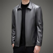 K8816钱塘2020-2秋冬季百搭时尚休闲中年男士夹克皮衣外套P127，男装皮衣，钱塘207-2