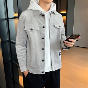 夹克男2021春秋季新款百搭休闲外套潮牌灯芯绒DF53T图片
