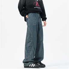 弯刀牛仔裤男vintage水洗做旧长裤百搭拖地裤子A080-9002-P55控78，男装牛仔裤，电商A080