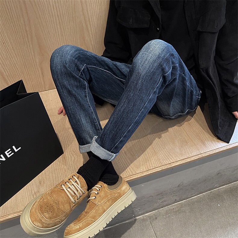 男士小脚修身蓝色牛仔裤韩版潮流弹力显瘦裤子B381-2/505/P58，男装牛仔裤，电商B381-2