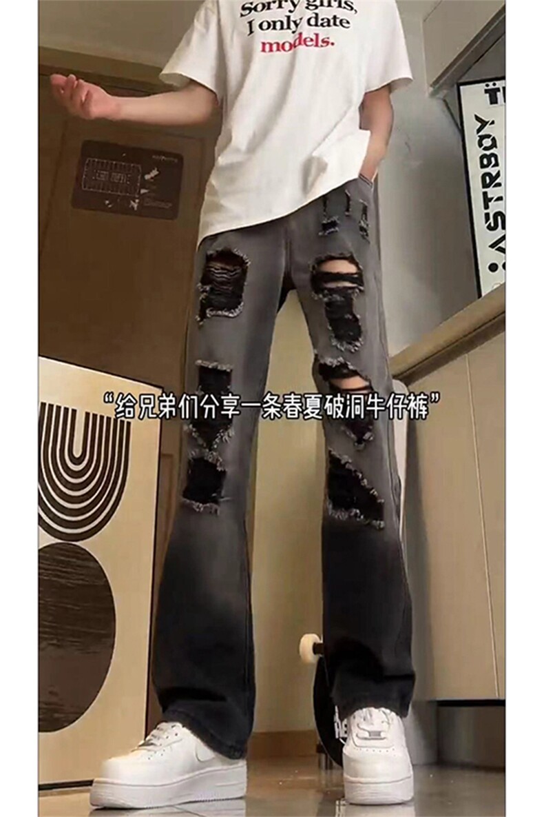美式ins高街小众hiphop夏季破洞牛仔裤货号K729P60,男装牛仔裤,电商A063