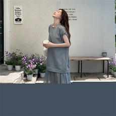 现货退换低韩系假两件网纱拼接连衣裙C258-2600-P125K188，女装连衣裙，2C258