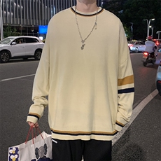 秋冬港风复古条纹套头针织衫ins潮宽松慵懒风情侣款线衣M111-P53，男装针织衫/毛衣，星座512-2