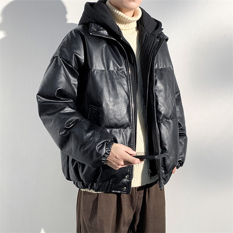 现货假两件pu皮衣棉服外套男冬季新款加厚美式高街棉衣M106-P120,男装皮衣,星座308B-2