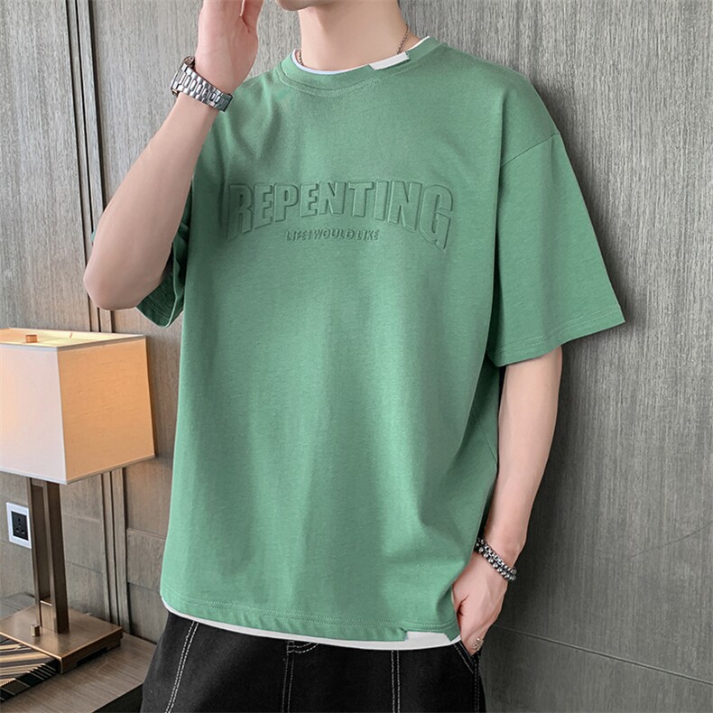 短袖t恤店主风男士圆领潮流体桖夏季印花衣服TC3022-P25,男装T恤,星座717