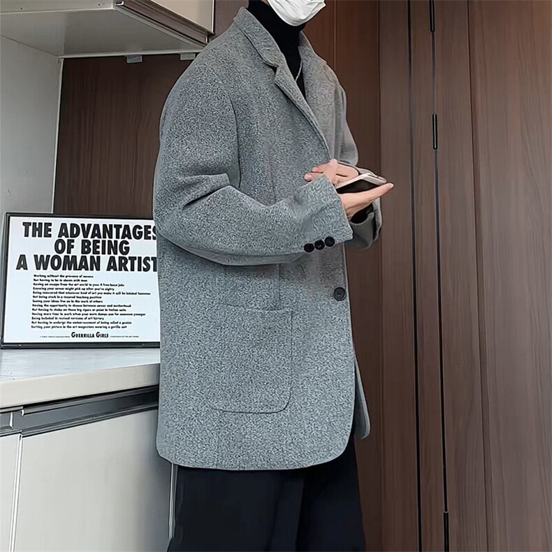 N6169/P95加棉P105冬季新开叉呢料毛呢西服男宽松外套上衣呢大衣,男装西服,电商A141