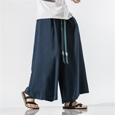 夏季宋裤绣花阔腿裤大摆裙裤改良汉服复古民族风长裤男女K90/P85，男装民族服装，电商A221A