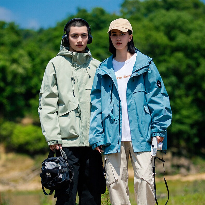 春秋户外冲锋衣男女同款防风防水连帽工装外套登山服夹克2481-P75,男装夹克,星座1403B