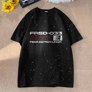 可48小时发货支持抖音得物来样二开 美式满天星亮片短袖T恤MTX648图片