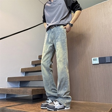 美式高街水洗牛仔裤修身微喇叭裤ins潮牌痞帅310A-4-NZ32-P55，男装牛仔裤，星座310A-4