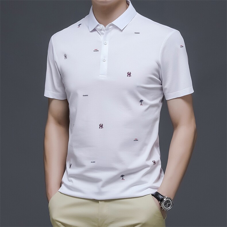 夏季正品2022短袖印花男POLO衫休闲半袖翻领宽松纯色T恤上衣P56,男装T恤,钱塘6003A(原)4033A