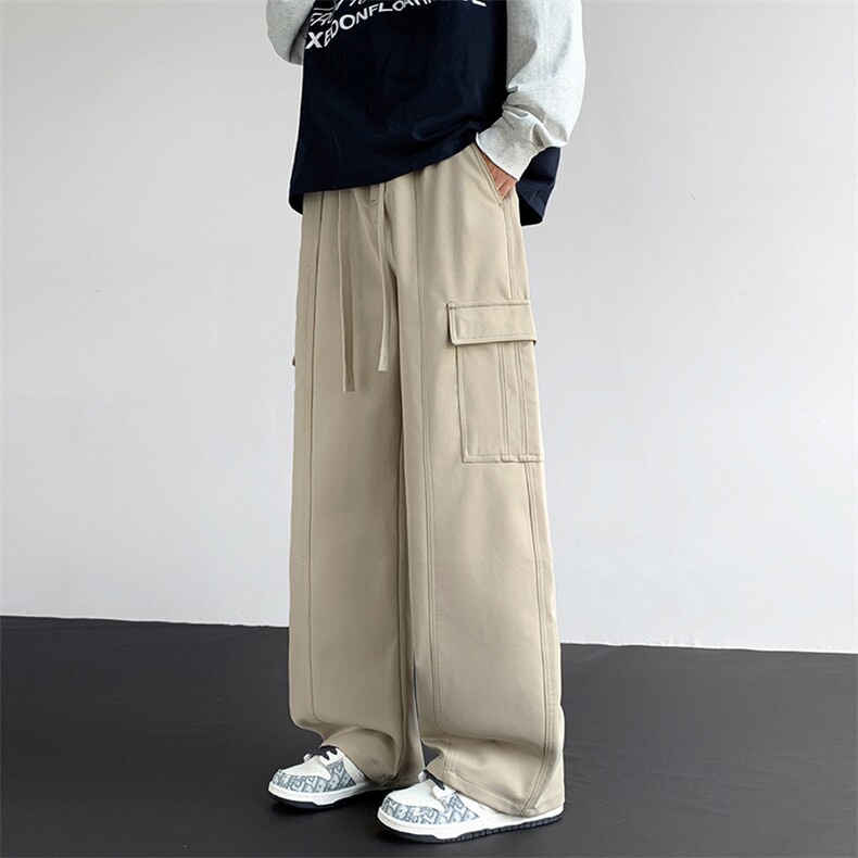 2025秋冬新款休闲男裤厚款直筒宽松松紧腰橡筋工装裤子潮3362-P43，男装工装外套，星座1006