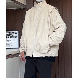 PY9099/P85新款宽松机能风磨砂皮衣皮夹克男休闲百搭痞帅上衣外套图片