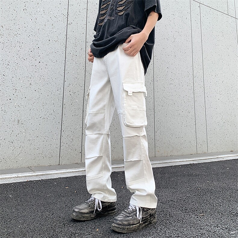 春季新款港风美式高街多口袋工装牛仔裤潮XZ213-K60647-P75控88,男装牛仔裤,星座213
