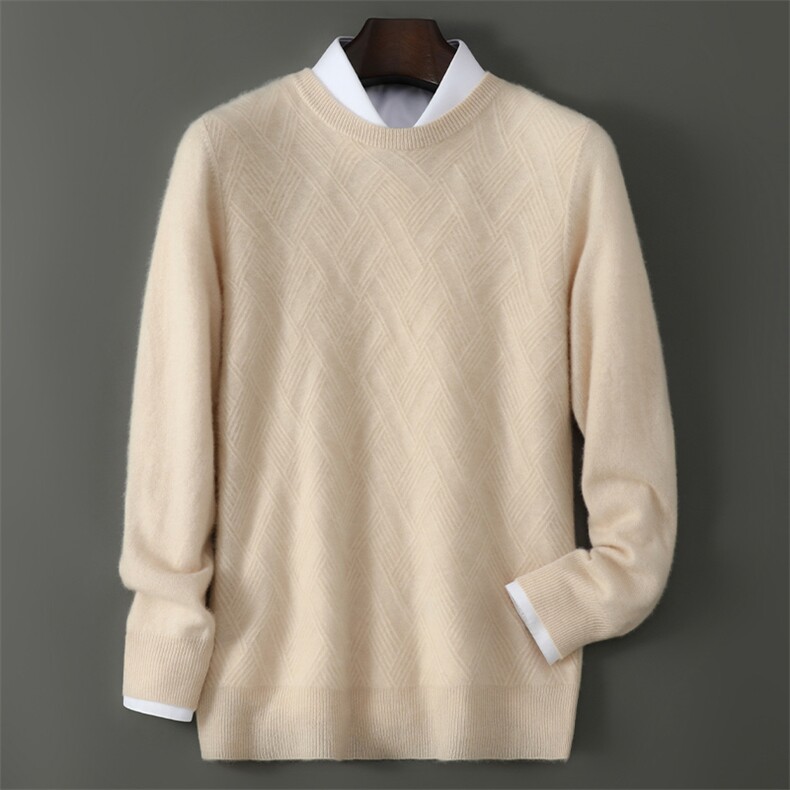 2025百搭时尚圆领菱形羊毛衫，男装羊毛衫，千国羊绒