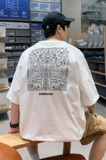 1港风新风休闲情侣大码M-5XL嘻哈潮短袖T恤男DT7795P25控38，男装T恤，星座226-2