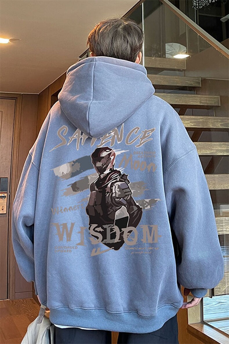 秋冬新款重磅华棉男士大码宽松时尚ins连帽卫衣-W7385-P50加绒P60,男装卫衣,星座310B
