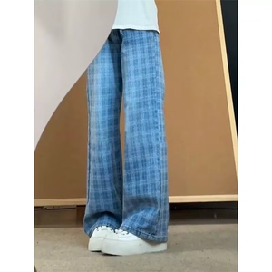 W10366-P50 网图现货 简约哈伦牛仔裤显瘦百搭舒适松紧腰老爹裤图片