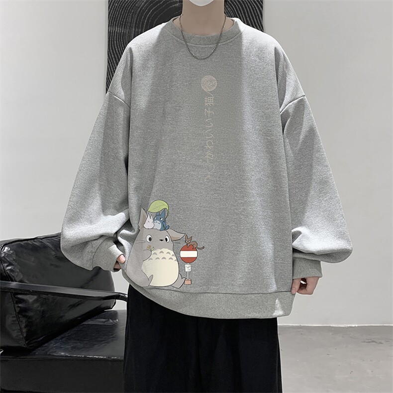华夫格卫衣圆领卫衣男大码长袖t恤男外套 HW76152-P30加绒款-P40图片