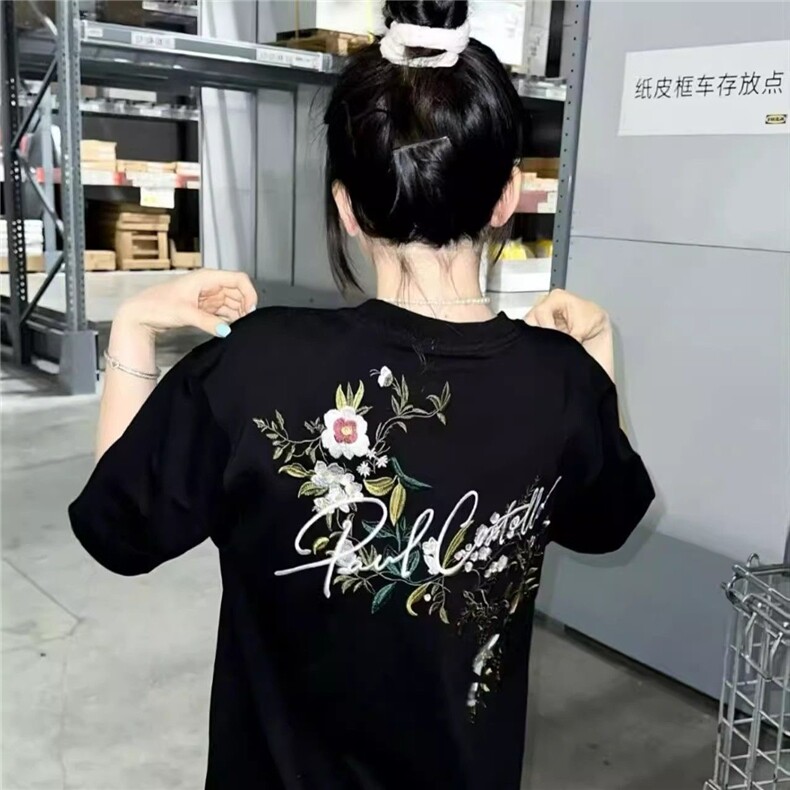 H1049-p33刺绣+内里铺布（纯棉220克精梳）短袖T恤女,男装T恤,星座617A-2