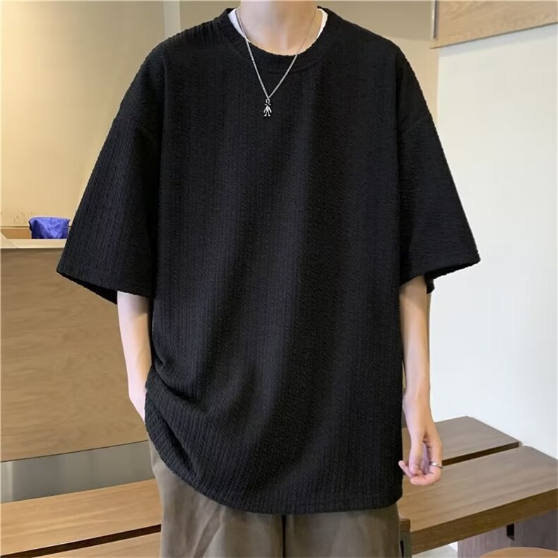 潮牌夏季青春流行新款日常城市风貌T恤标准潮男ins圆领五分袖,男装T恤,星座716-4