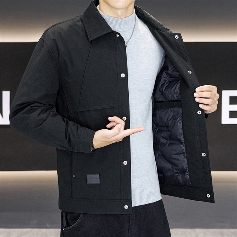 行政夹克羽绒服外套男2025新款秋冬季高级感商务休闲衬衣服男款,男装羽绒服,星座914