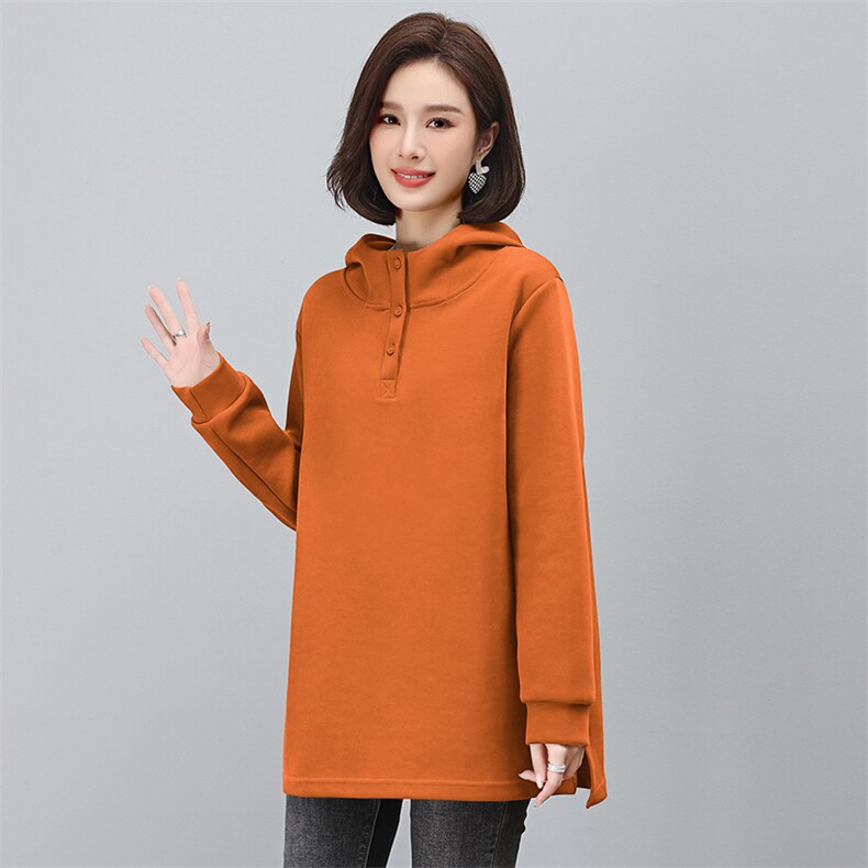卫衣女中长款春秋2023新款大码宽松休闲百搭洋气减龄连帽上衣外套,女装套装/套裙,衣之秀