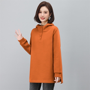 卫衣女中长款春秋2023新款大码宽松休闲百搭洋气减龄连帽上衣外套,衣服搭配女春装2021新款约会装图片