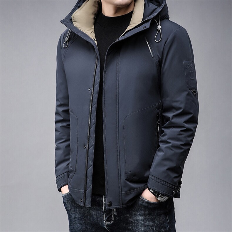 冬装新款标白鸭绒连帽加厚保暖户外羽绒服休闲品质男外套,男装羽绒服,钱塘6003（原4033）