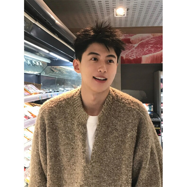 M111-特P60美拉德V领慵懒感毛衣,男装针织衫/毛衣,星座1501-3