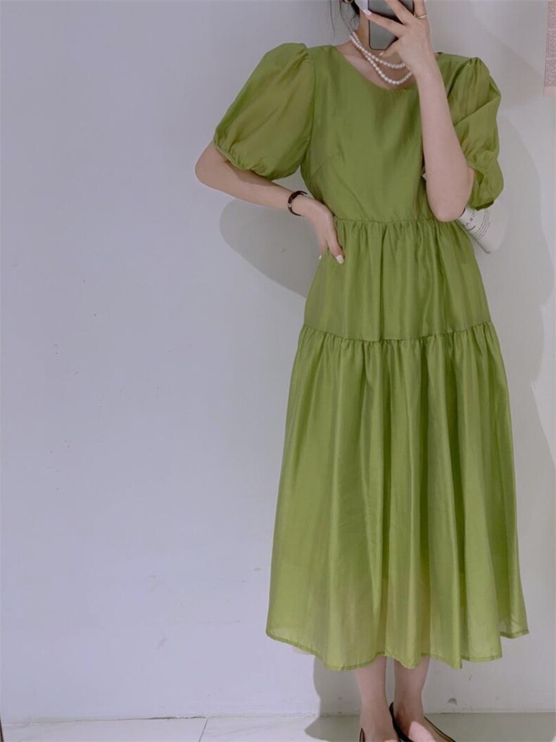 后背系带连衣裙，女装连衣裙，驿谷