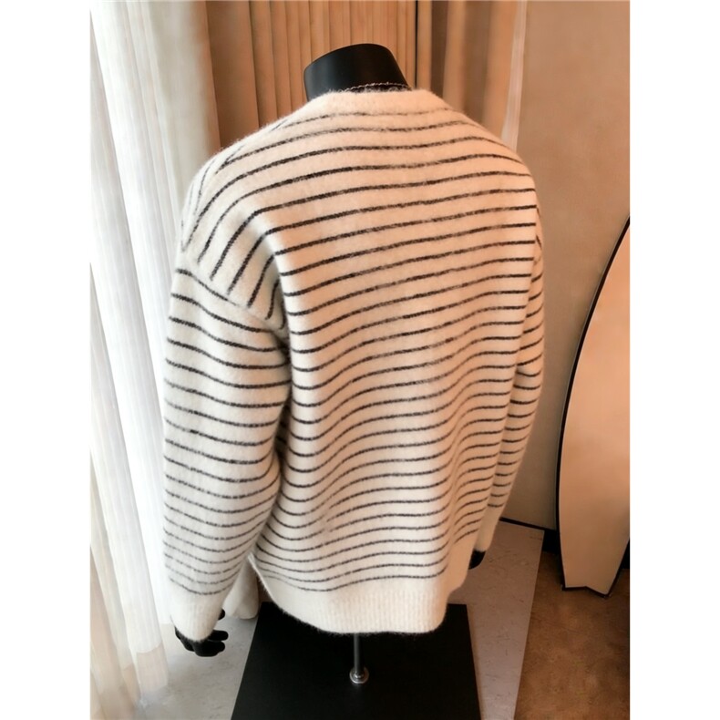 春秋复古季慵懒撞色条纹软糯毛衣男女中性潮牌百搭圆领情侣针织衫,男装针织衫/毛衣,星座506A