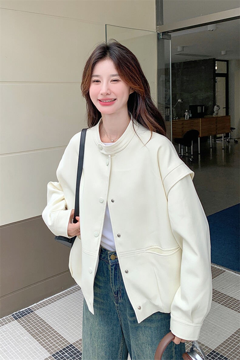 韩系chic别致棒球服外套女春季2025新款学院风减龄小个子夹克上衣,女装短外套,2C052