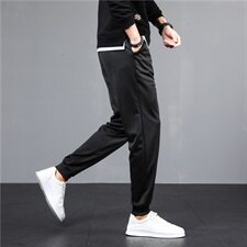 秋季新款透气男士休闲裤子男宽松运动加肥大码哈伦弹力束脚裤男装，男装休闲裤，星座1712