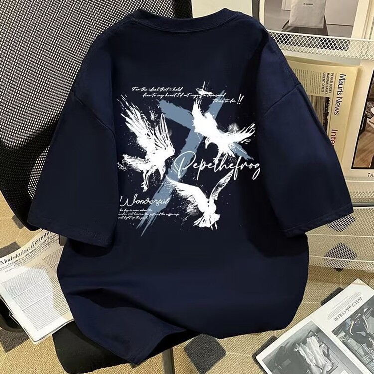 纯棉美式夏季闪电爪痕印花短袖t恤男女宽松oversize学生上衣,男装T恤,星座218-8