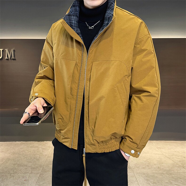 主推款90标撞色格子领立领白鸭绒羽绒服保暖外套YR9017-P279,男装羽绒服,电商D342