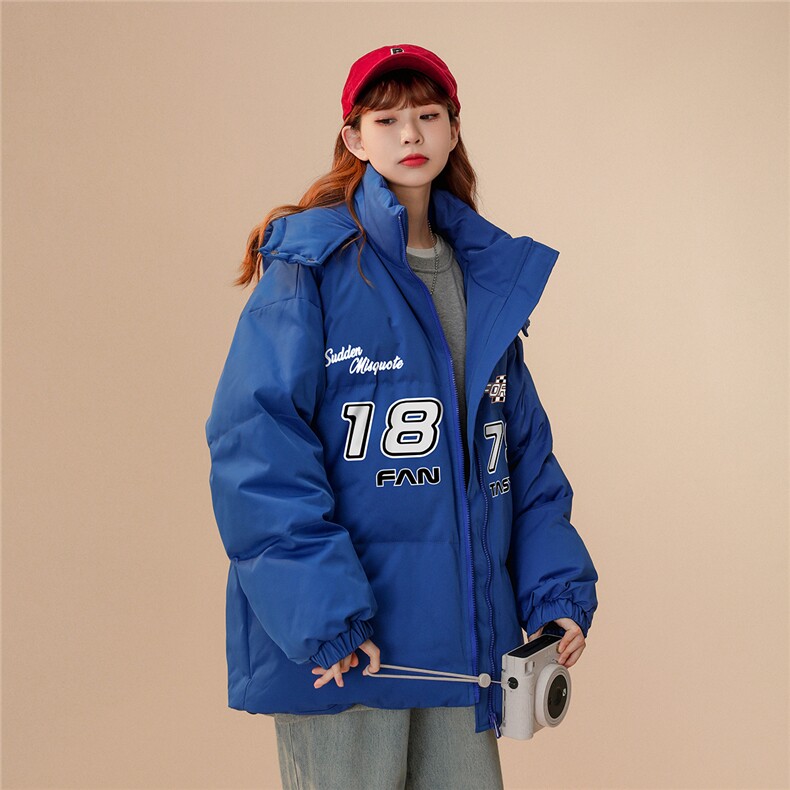 中性22冬季新品设计感潮牌印花加厚连帽面包服棉衣MY209P115控158,男装棉衣,A247A