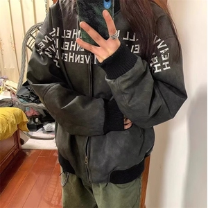 字母印花棒球服外套男女秋冬季新款美式飞行员夹克上衣AA300-P63图片
