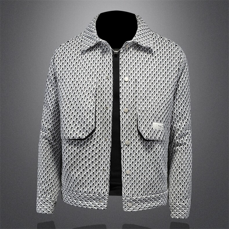 小香风呢料美式短款羽绒服男图片