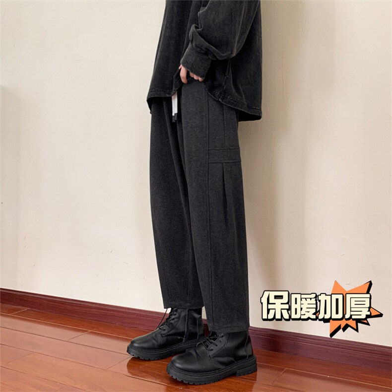 冬季新款加厚抗起球呢料哈伦裤宽松大码休闲小脚萝卜裤男873-P65,男装休闲裤,电商C305A