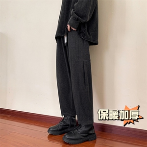冬季新款加厚抗起球呢料哈伦裤宽松大码休闲小脚萝卜裤男873-P65图片