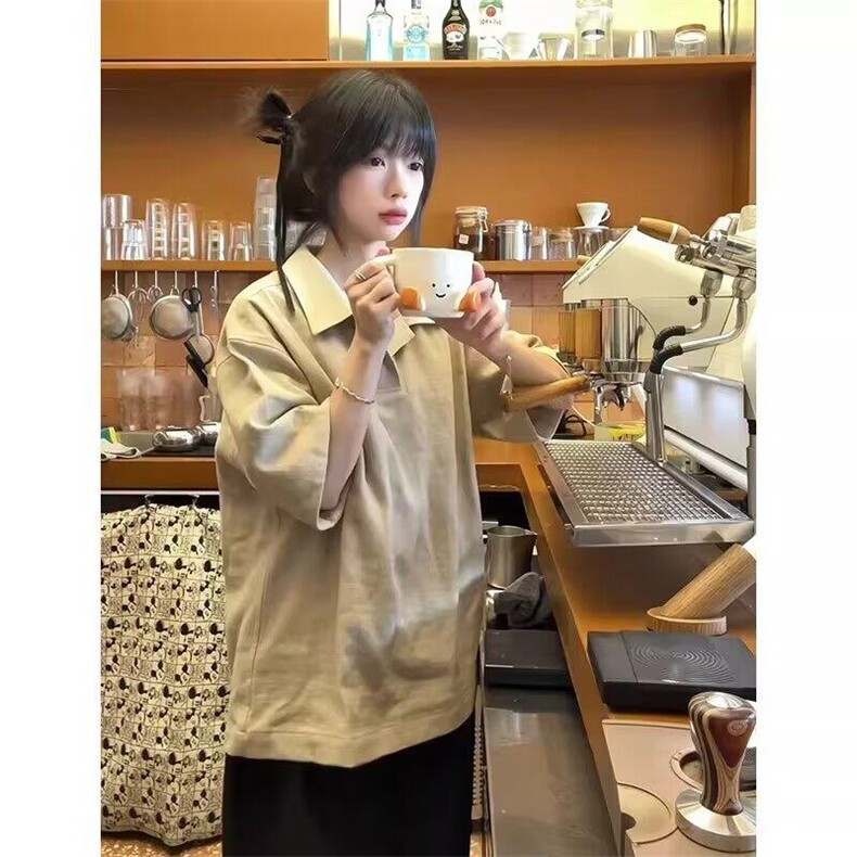 港风polo衫夏季短袖T恤男女ins五分半袖帅气体恤上衣WLT699-P35,男装T恤,星座1008