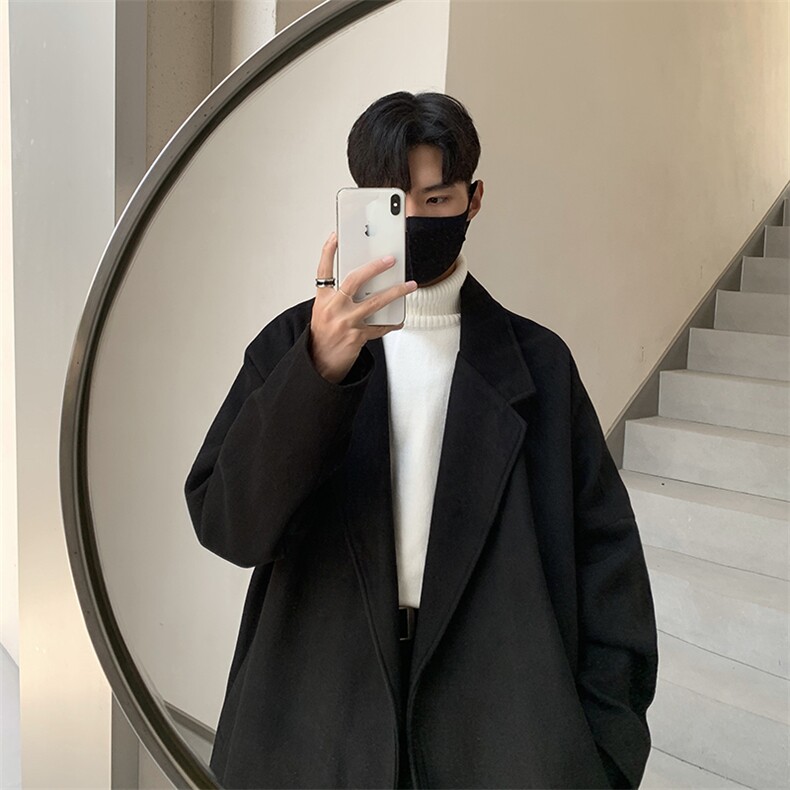 秋冬季新款毛呢大衣男士韩版潮流港风中长款风衣 CM05 P75图片