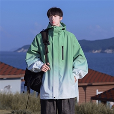 港风山系防水冲锋衣渐变色夹克男：聚酯纤维JK77088P85控128，男装夹克，星座227-7