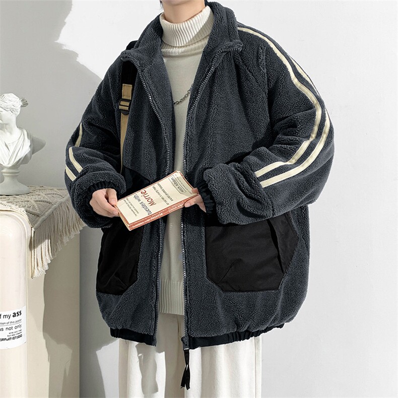 冬款学生加绒立领棉服羊羔绒时尚棉衣外套男女8339-P125控价178,男装棉衣,电商A441-1