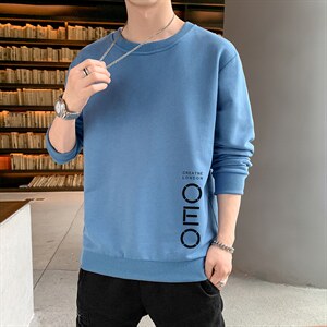 跑量卫衣男22秋季打底上衣潮流韩版宽松T恤时尚百搭长袖W002图片