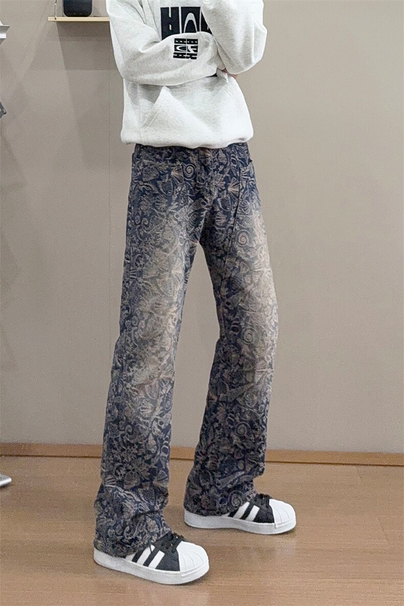 B221美式ins高街小众休闲提花直筒牛仔裤LK24380-特P52控88,男装牛仔裤,电商B221