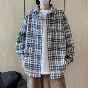 秋季青春流行男夹克文艺潮小香风格子外套 J567 P55图片