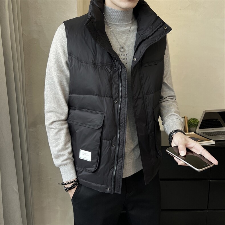 短款立领羽绒马夹男休闲日系面包服保暖外套马甲背心M902-P120,男装背心/马甲,电商A239