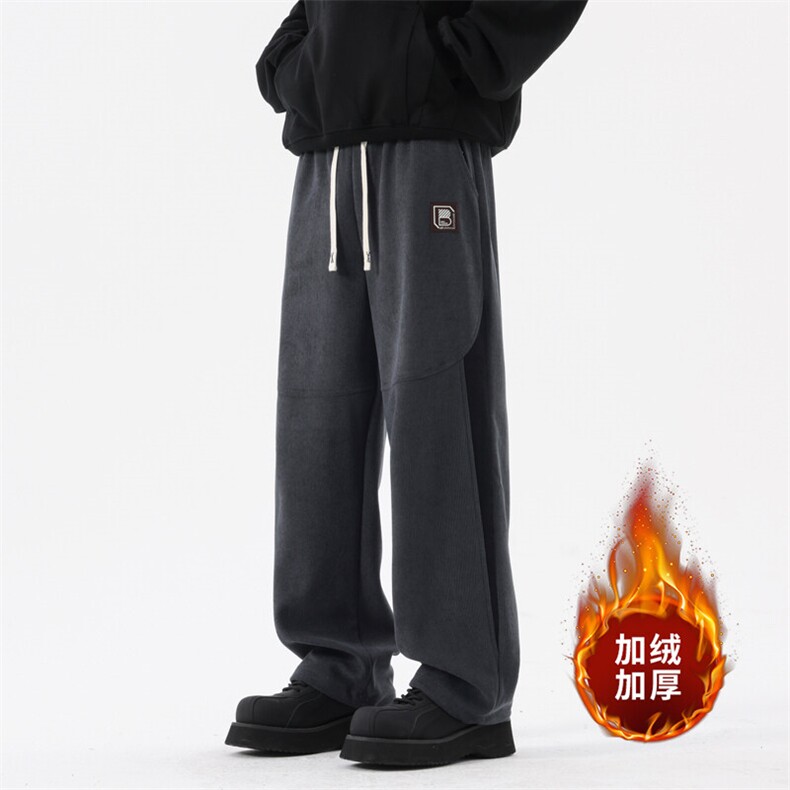 2025秋冬美式撞色休闲裤直筒宽松灯芯绒长裤WK2066特P38加绒P45,男装休闲裤,电商B220